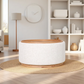 MIAMI TRAY OTTOMAN XL W/WOOD BASE - EGGSHELL