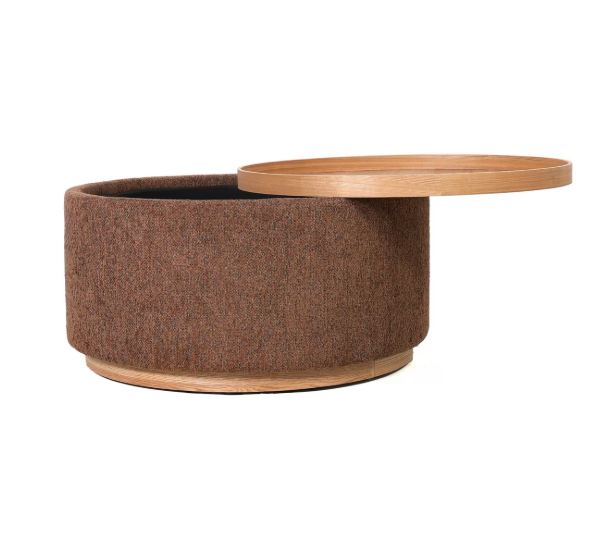 MIAMI TRAY OTTOMAN XL W/WOOD BASE - TOBACCO