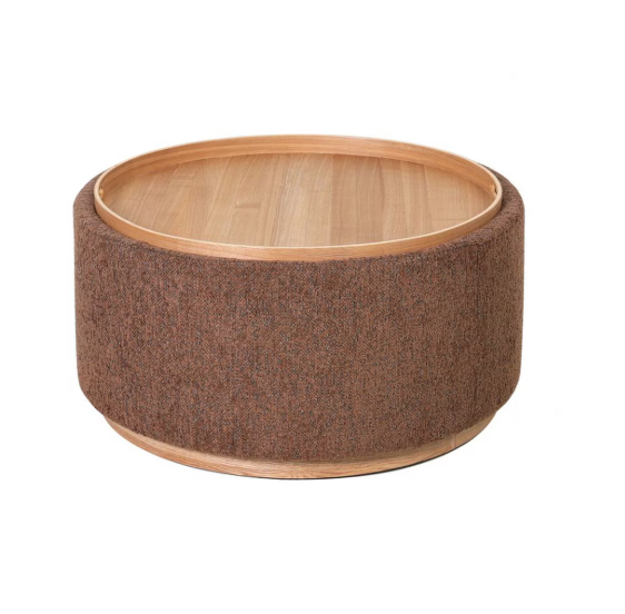 MIAMI TRAY OTTOMAN XL W/WOOD BASE - TOBACCO