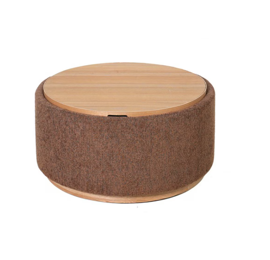 MIAMI TRAY OTTOMAN XL W/WOOD BASE - TOBACCO