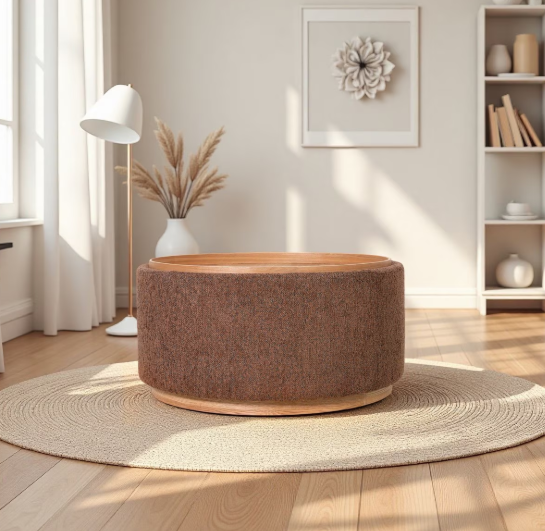 MIAMI TRAY OTTOMAN XL W/WOOD BASE - TOBACCO