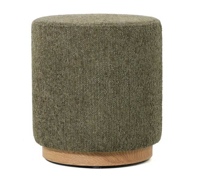MIAMI OTTOMAN W/WOOD BASE - MOSS GREEN