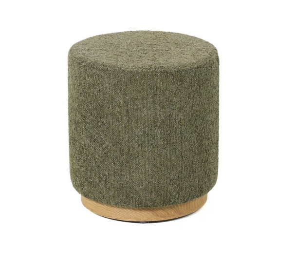 MIAMI OTTOMAN W/WOOD BASE - MOSS GREEN