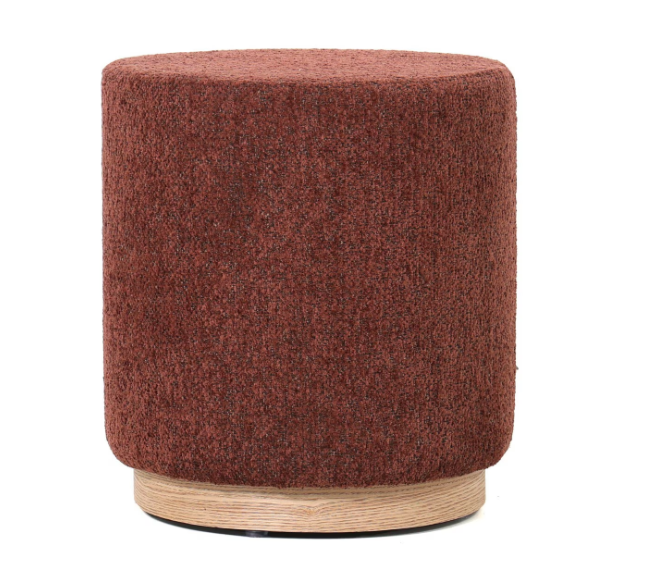 MIAMI OTTOMAN W/WOOD BASE - BURNT OCHRE