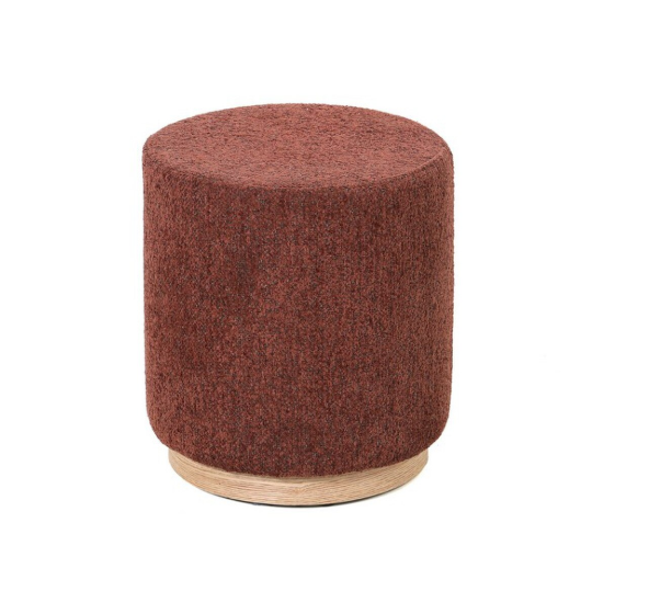 MIAMI OTTOMAN W/WOOD BASE - BURNT OCHRE