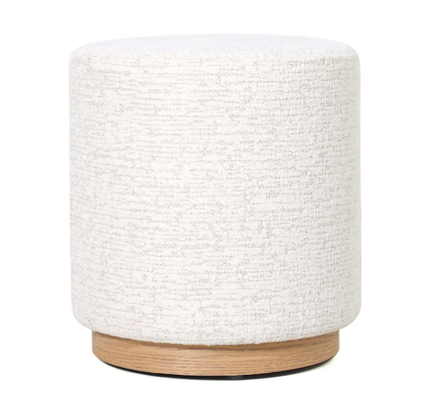MIAMI OTTOMAN W/WOOD BASE - EGGSHELL