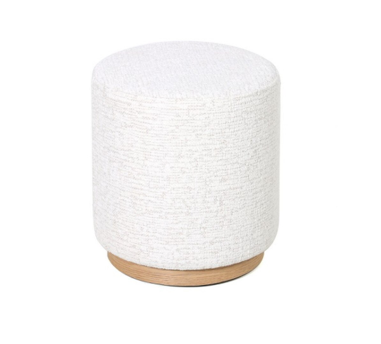MIAMI OTTOMAN W/WOOD BASE - EGGSHELL