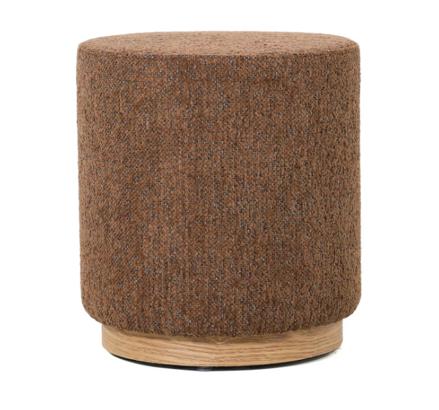 MIAMI OTTOMAN W/WOOD BASE - TOBACCO
