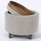 LUNA OTTOMAN - TAUPE W/ REVERSIBLE ASH WOODEN TRAY