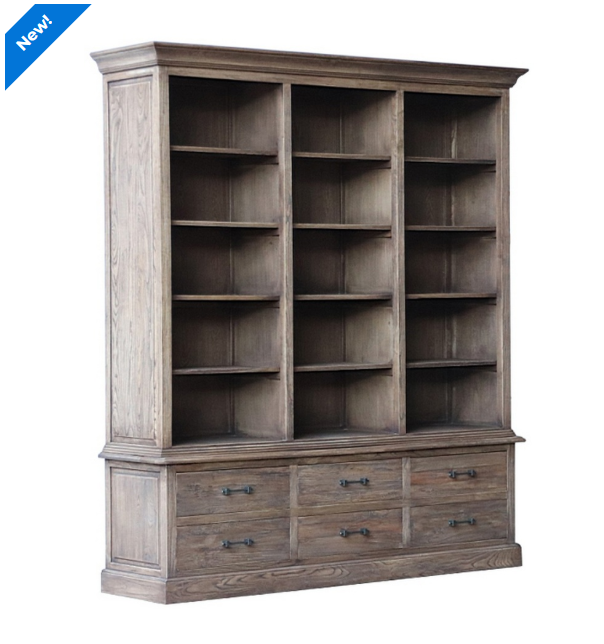 HOLLOWAY ELM BOOKCASE W/6 DRAWERS