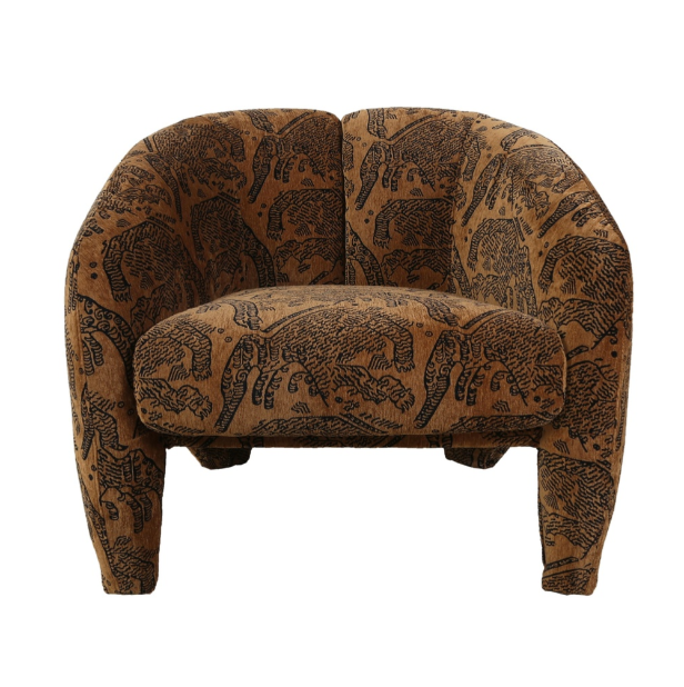 HUNTRESS ACCENT CHAIR - CHENILLE FABRIC - TIGER / BROWN