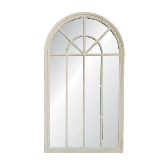 VINTAGE CREAM CHURCH WINDOW MIRROR