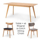PACKAGE DEAL - Radius Dining Table 160x80 (Oak Top) - SLIGHT SECOND + x6 Wagner or Zurich Dining Chairs