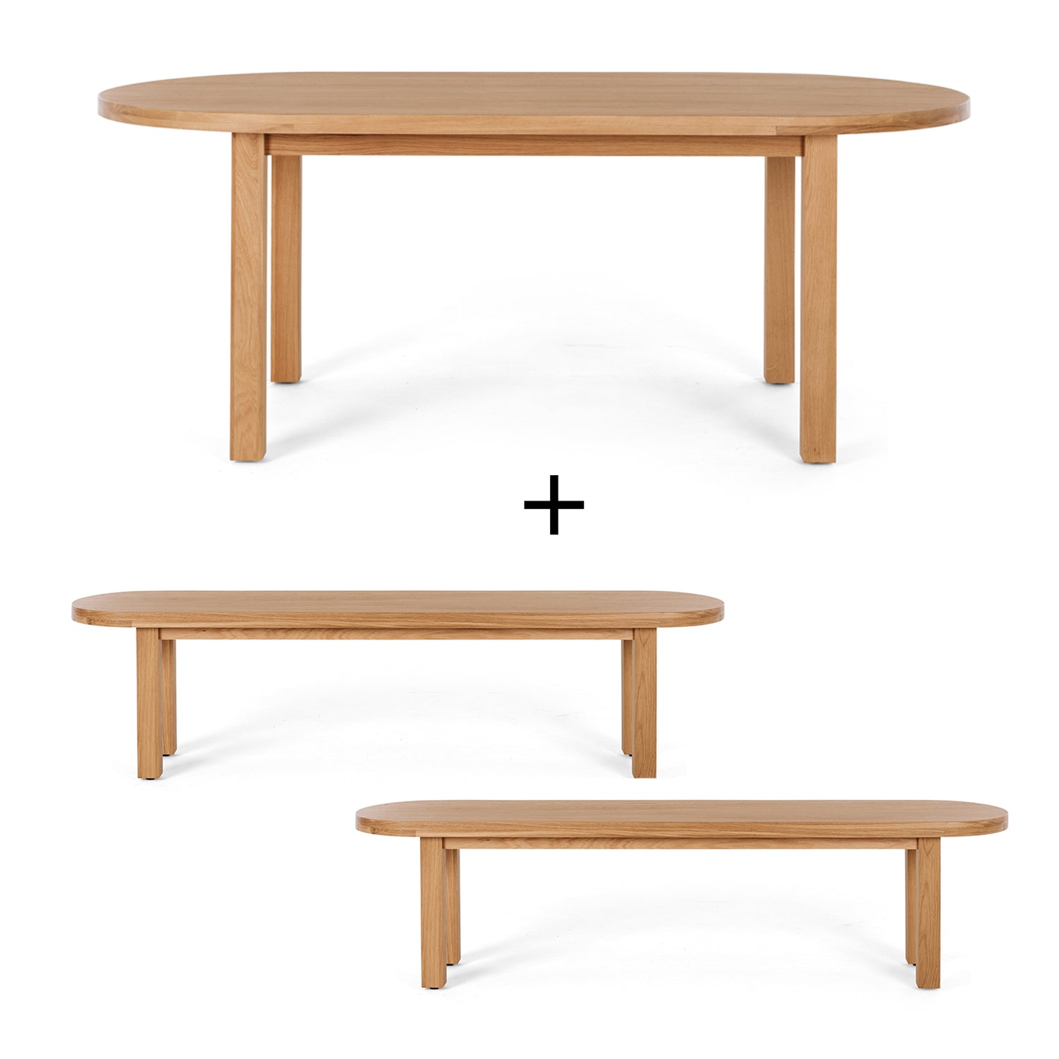 ARC Dining Table 200 (Natural Oak) - FLOOR MODEL + x2 Benches - PACKAGE DEAL!