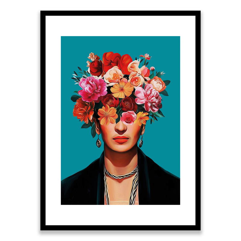 Frida Kahlo with Flowers Framed Print