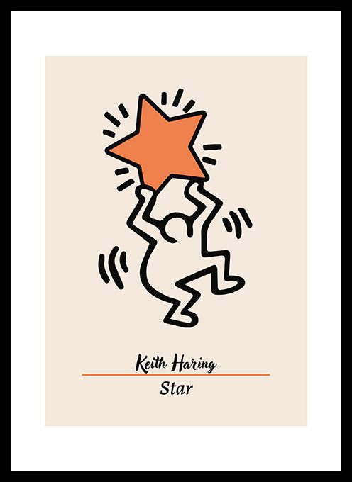 Keith Harring Star Framed Print