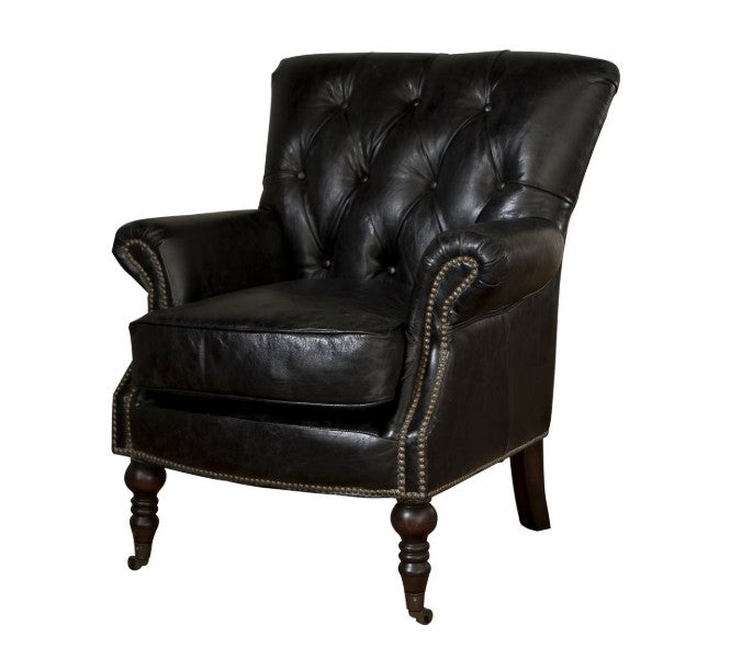 HARRINGTON LEATHER ARMCHAIR BELON BLACK