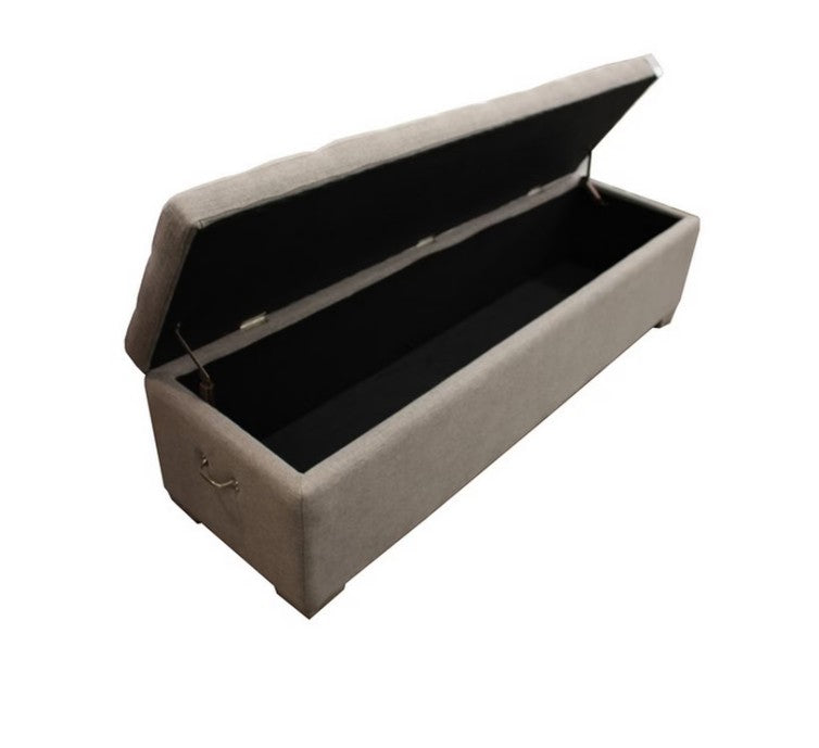 LAMBTON LINEN OTTOMAN BLANKET BOX - GREY LINEN