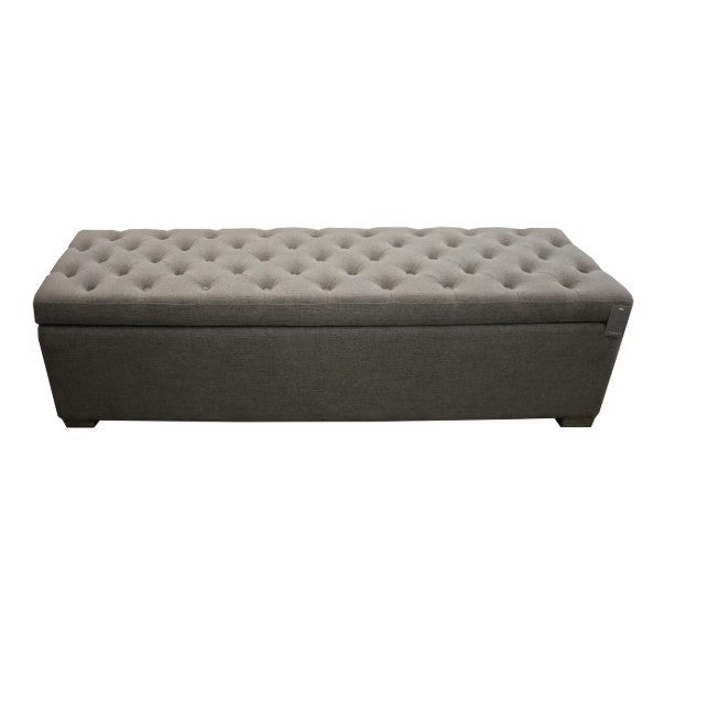 LAMBTON LINEN OTTOMAN BLANKET BOX - GREY LINEN