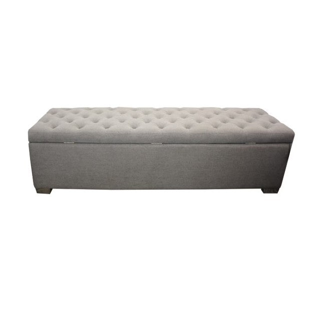 LAMBTON LINEN OTTOMAN BLANKET BOX - GREY LINEN
