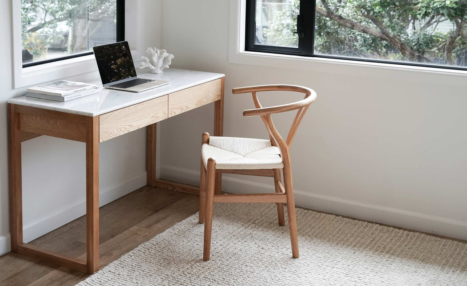 Avalon Natural Oak Desk (Marble Top)