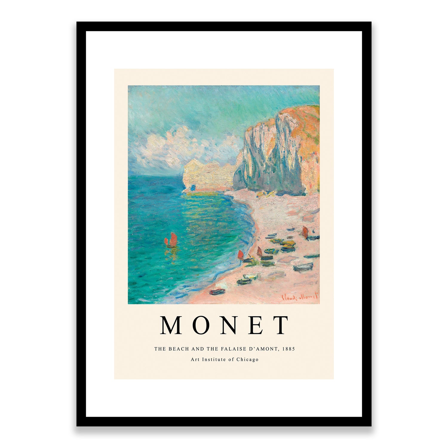 Monet The Beach and the Falaise D'Amont 1885 Framed Print