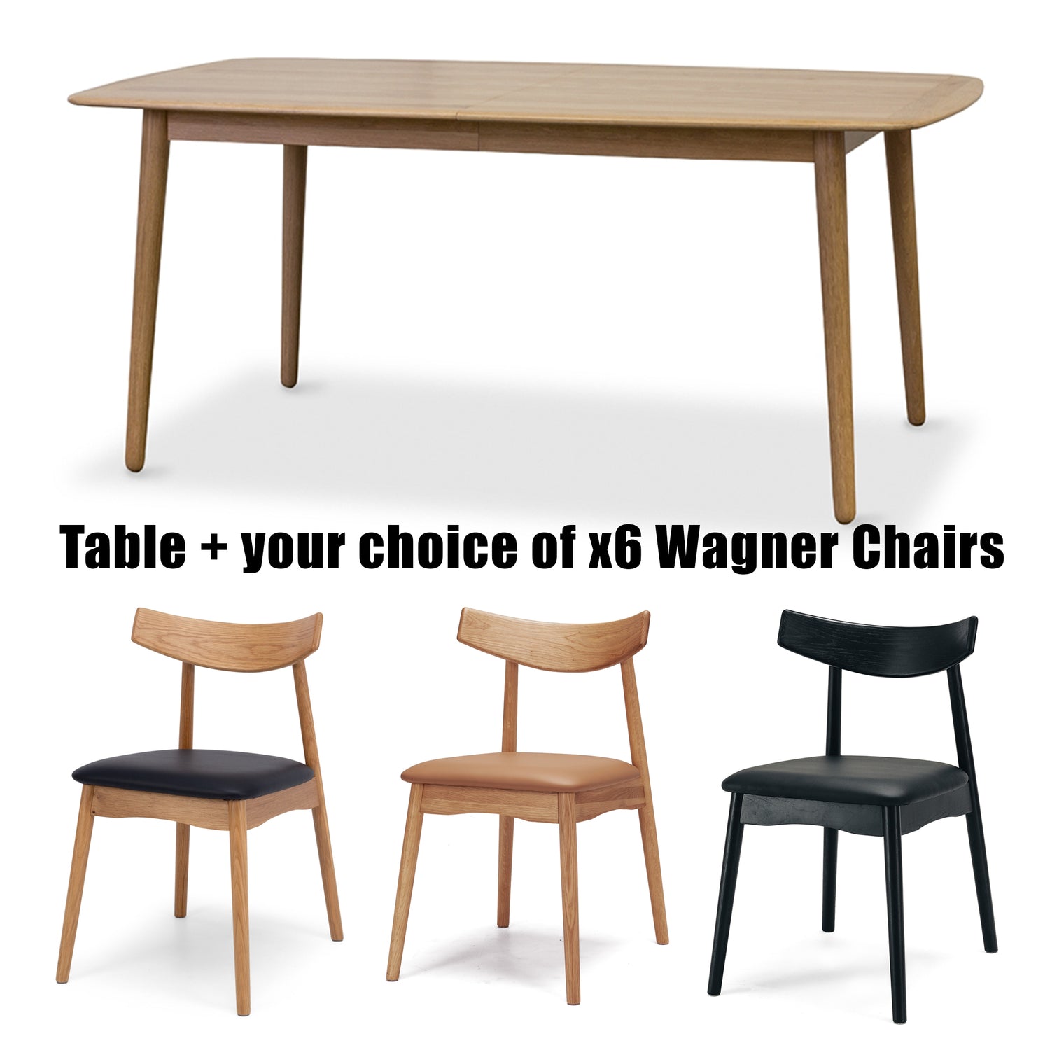 Rotterdam Dropleaf Dining Table - FLOOR MODEL + x6 Wagner Dining Chairs