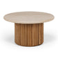Rho Travertine Top Coffee Table 85rd (Natural Oak Base)