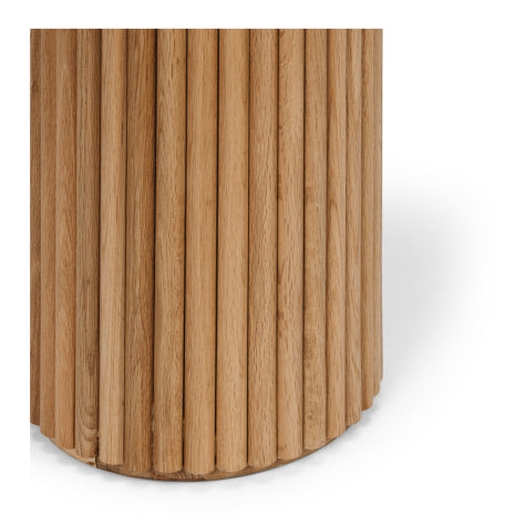 Rho Travertine Top Side Table 50rd (Natural Oak Base)