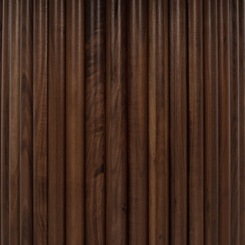 Rho Travertine Top Dining Table 120rd (Walnut Base)
