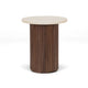 Rho Travertine Top Side Table 50rd (Walnut Base)