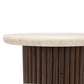 Rho Travertine Top Side Table 50rd (Walnut Base)
