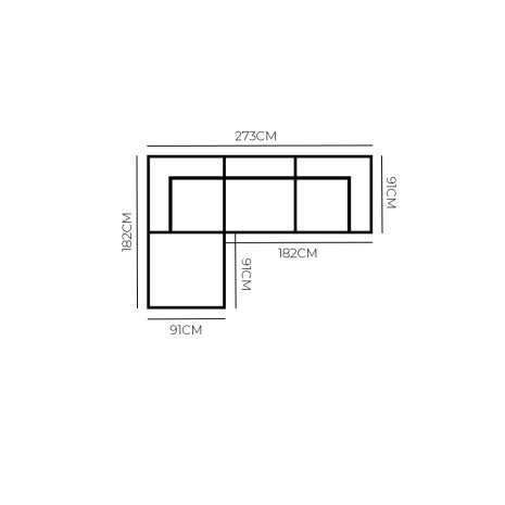 Harmony 3 Seater Modular Chaise Rust