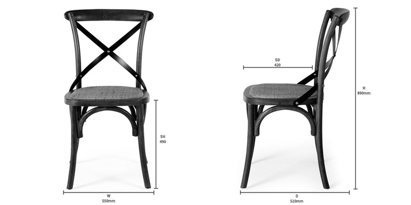 Reeves Dining Table 120 Rd (Deep Oak) - FLOOR MODEL + x4 Deep Oak Villa Chairs
