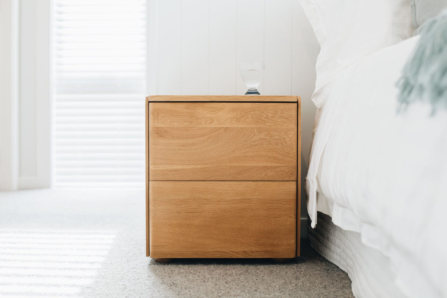 Cube Natural Oak Side Table 2drw (Oak Top)