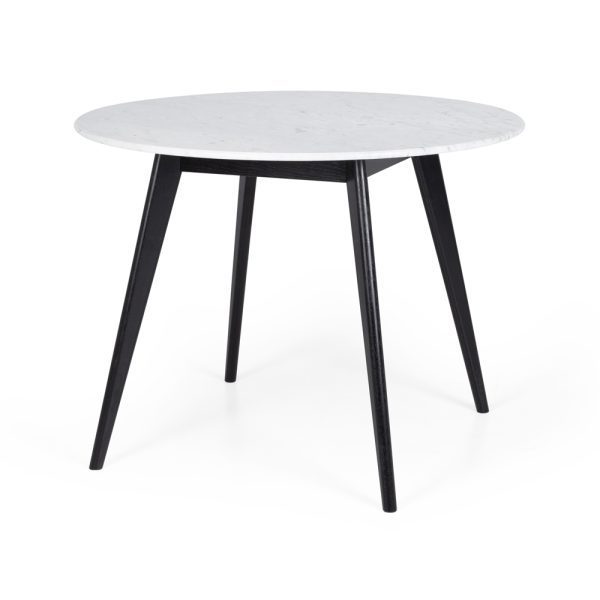 Radius 1m rd Marble Dining Table Black Oak Leg | Hardings Furniture